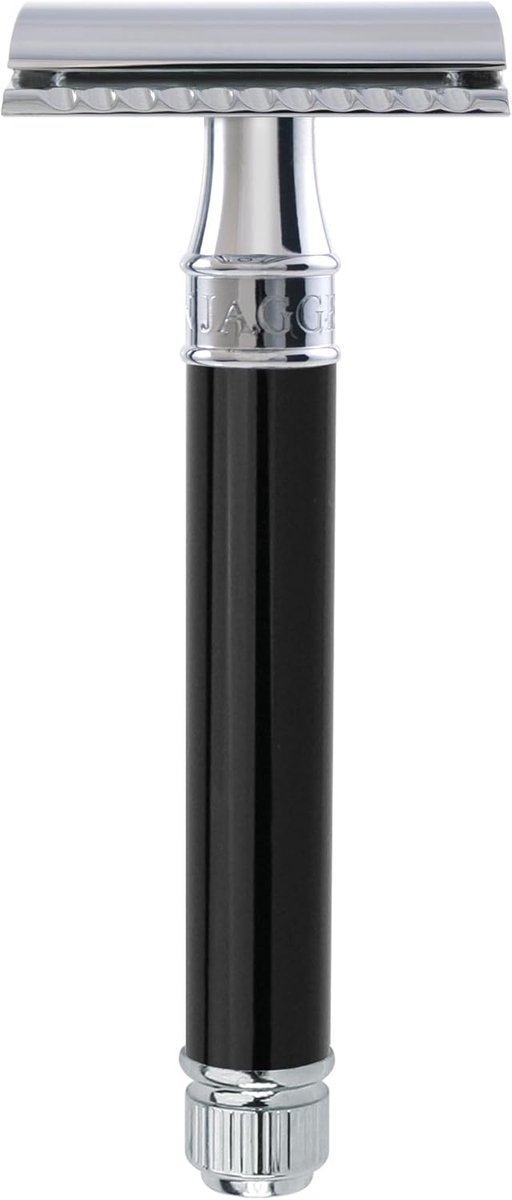 SnelShoppen - Eco-vriendelijke Safety Razor voor Mannen en Vrouwen - Edwin Jagger DE86 Classic Dubbelzijdige Scheermes met Imitatie Ebbenhout, Geschik