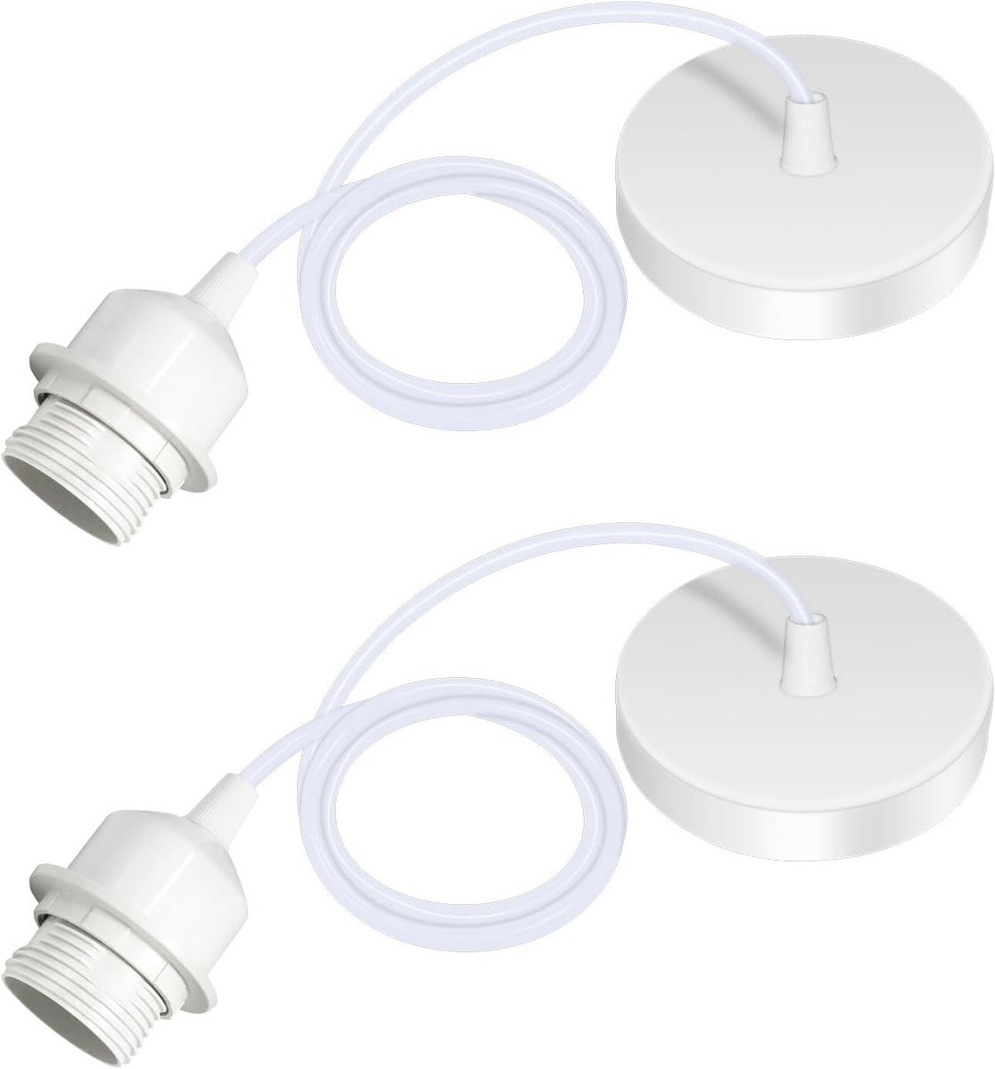 SnelShoppen - E27 Hanglampen Set van 2 met Schroefring, 100 cm Verstelbaar Snoer, E27 Fitting voor Lampenkap, Ideaal voor Woonkamer, Slaapkamer, Retro