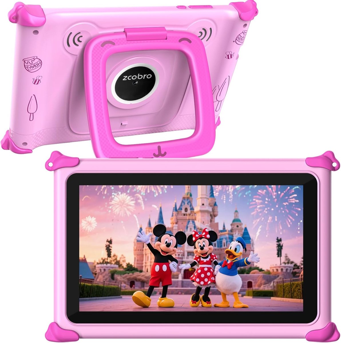 SnelShoppen - 7 inch Kindertablet voor Kinderen met Hoes - Android Tablet, Quad Core Processor, 1024x600 HD-Display, 2GB RAM, 32GB ROM (Uitbreidbaar t