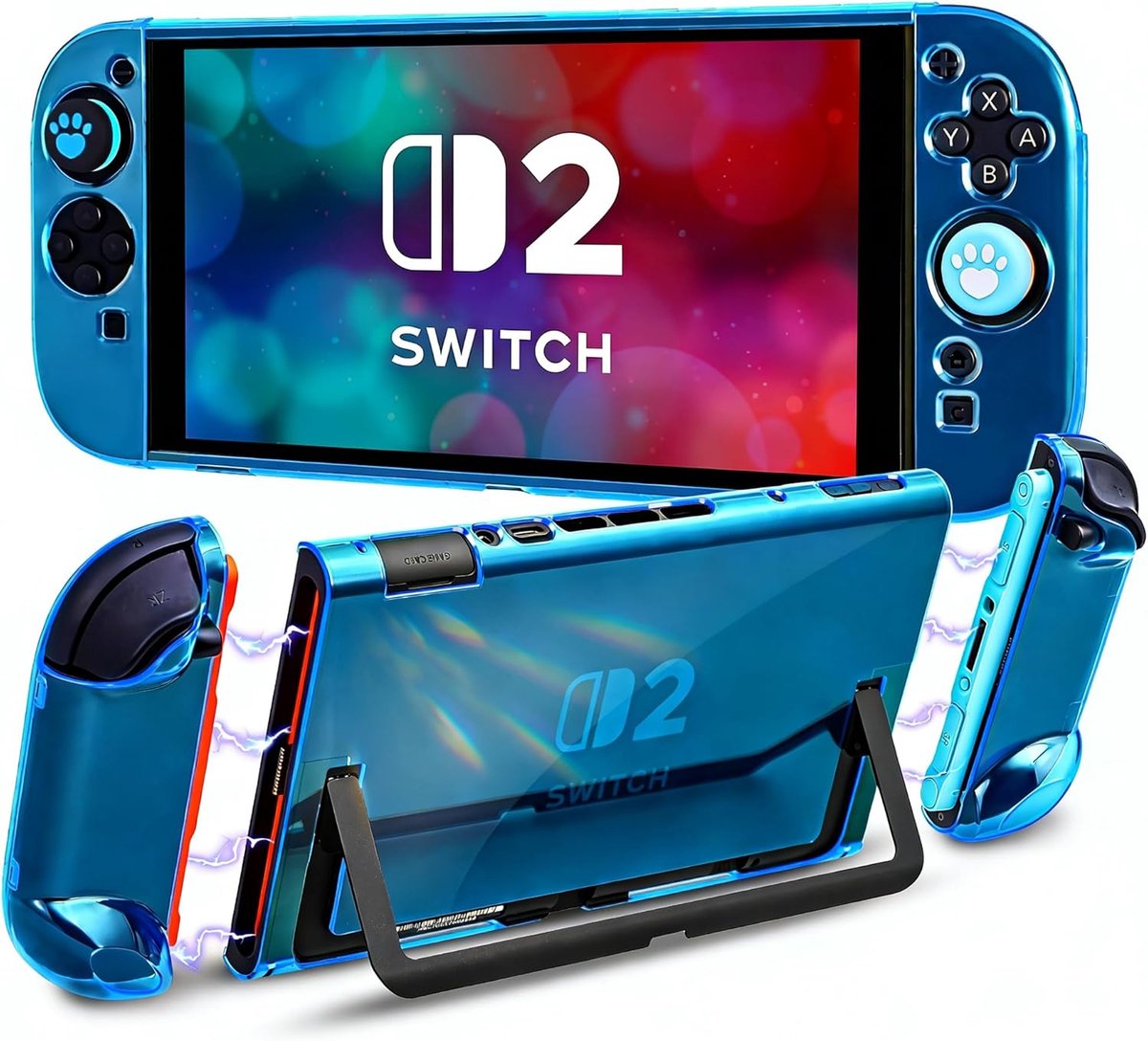 SnelShoppen - DLseego Beschermhoes voor Switch 2 - Dockbare Transparante Hard PC Hoes - Krasbestendig en Schokbestendig - Split Design met 2 Handgrepe