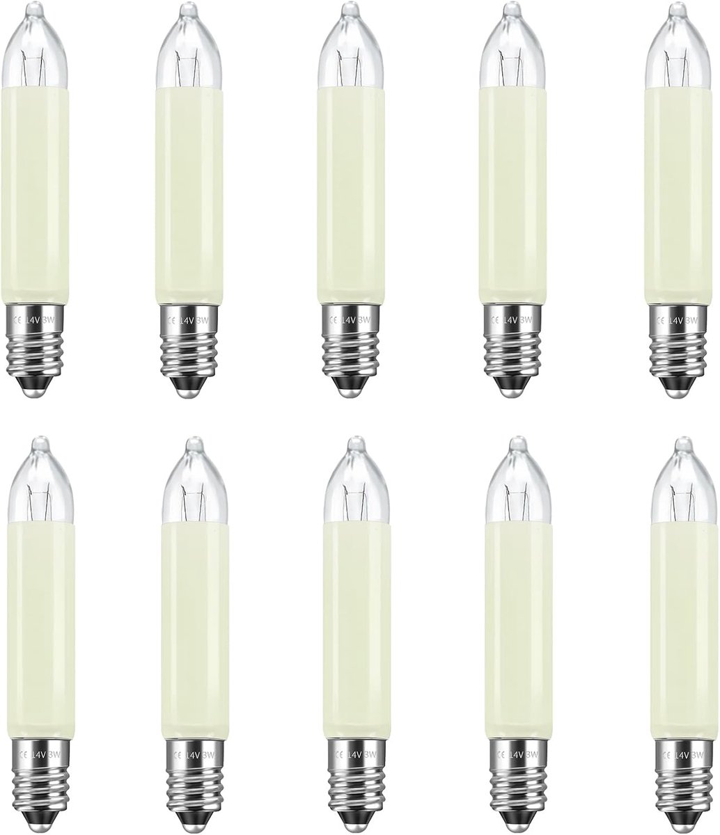 SnelShoppen - E10 14V 3W Vervangende Kaarslampen - 10 Stuks - Kaarsvorm - Warm Wit 2700K - Geschikt voor Feestverlichting, Kerstboom en Kaarsenboog
