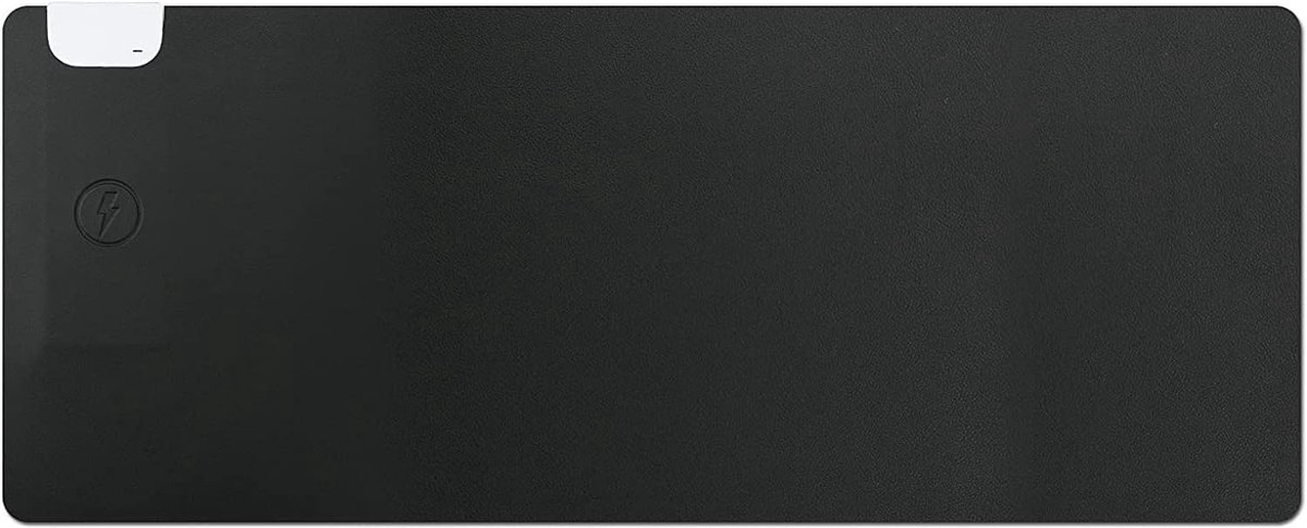 SnelShoppen - XXL Muismat met Draadloze Oplader, PU Leer Bureau Mat 80 x 32 cm, Zwart - Comfortabel en Stijlvol voor Thuis en Kantoor