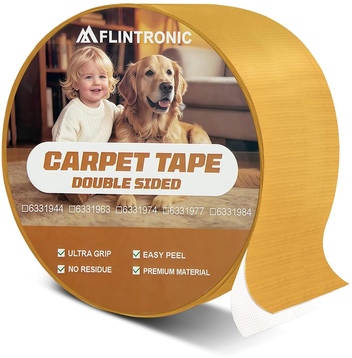 SnelShoppen - Dubbelzijdige Plakband 50 mm x 25 m - Extra Sterke Lijm - Antislip Tapijttape voor Vloerbedekkingen - Textielversterkt - Geel
