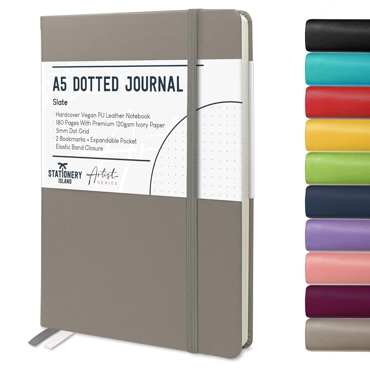 SnelShoppen - A5 Bullet Dotted Diary - Slate kleur - Dotted journal met harde kaft - 180 pagina's - 120gsm notitieboek - Hoogwaardige bullet journal v