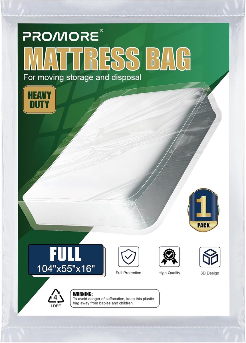 SnelShoppen - Dubbele Plastic Matras Beschermhoes 264x140x40cm - Waterdichte Opslagzak - Herbruikbaar - Sterk en Duurzaam - Perfect voor Verhuizing en