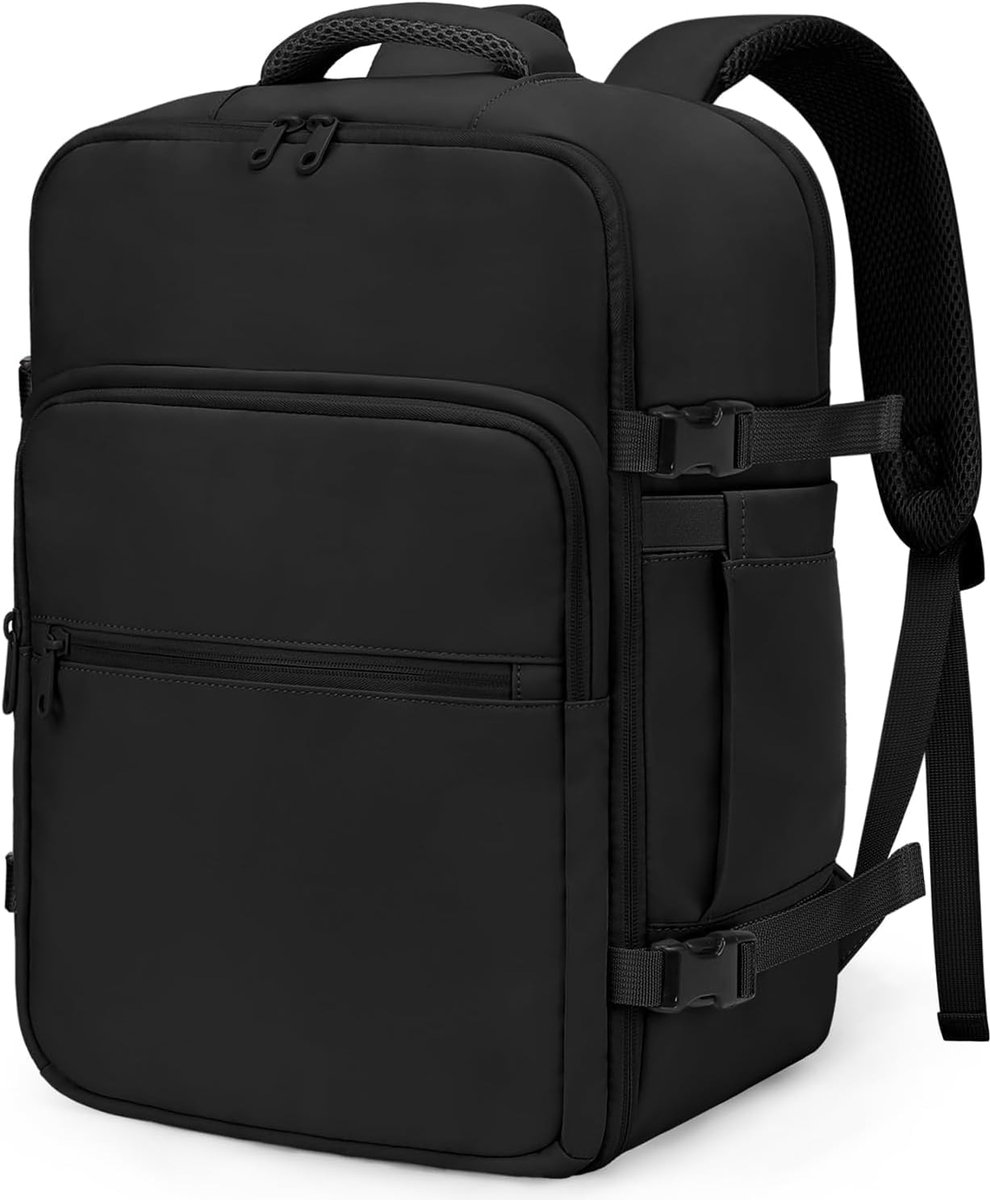 SnelShoppen - Ryanair Backpack 40x30x20 Handbagage voor Vrouwen, TSA Goedgekeurd, Waterdichte Reisrugzak met 15in Laptopvak, Zwart