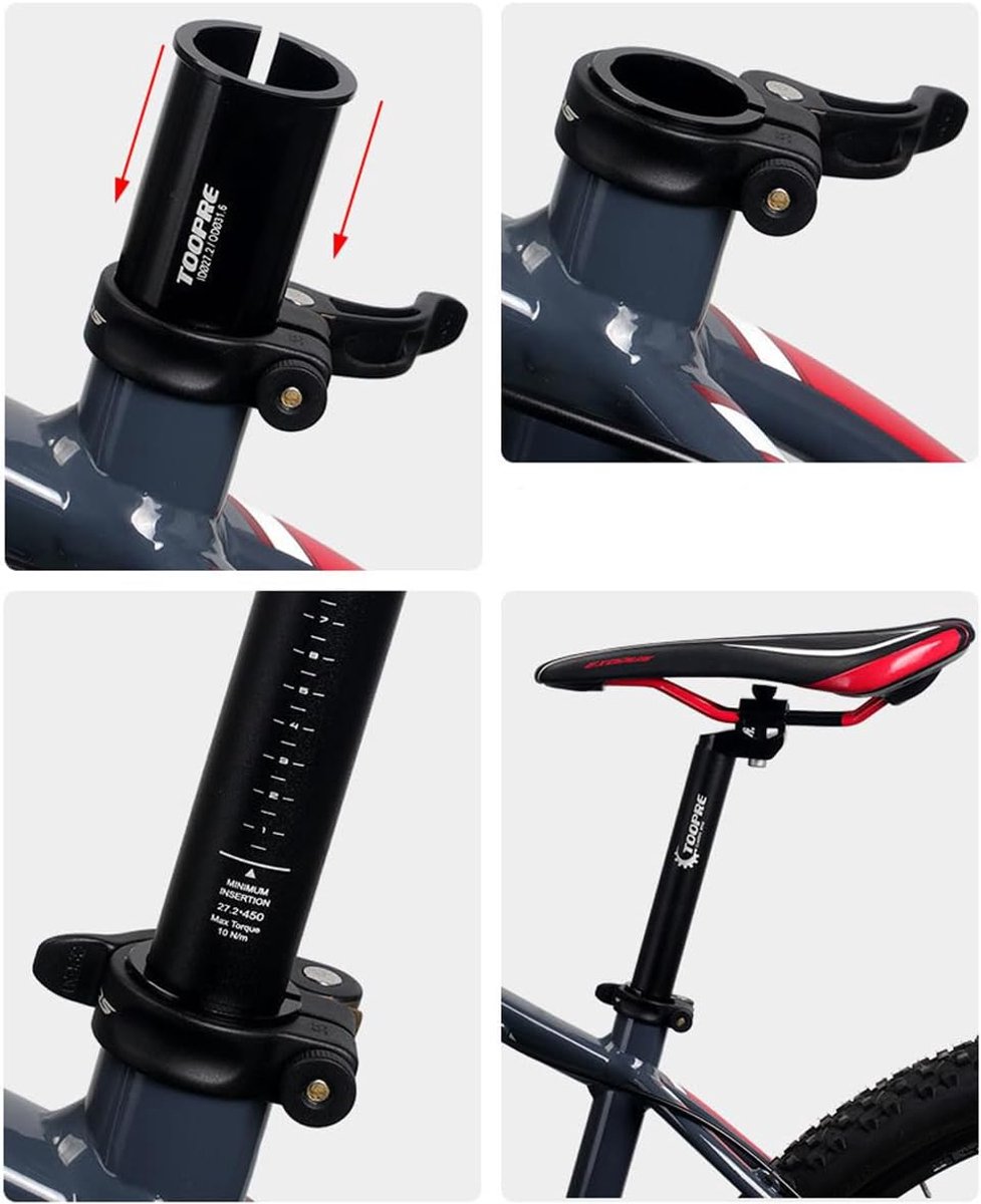 SnelShoppen - Zadelpen Shim 60 mm - Verloophulzen Buisadapter voor MTB, BMX, Mountainbike, Racefiets, E-bike - Aluminium - Voor Eenvoudige Diameter Aa
