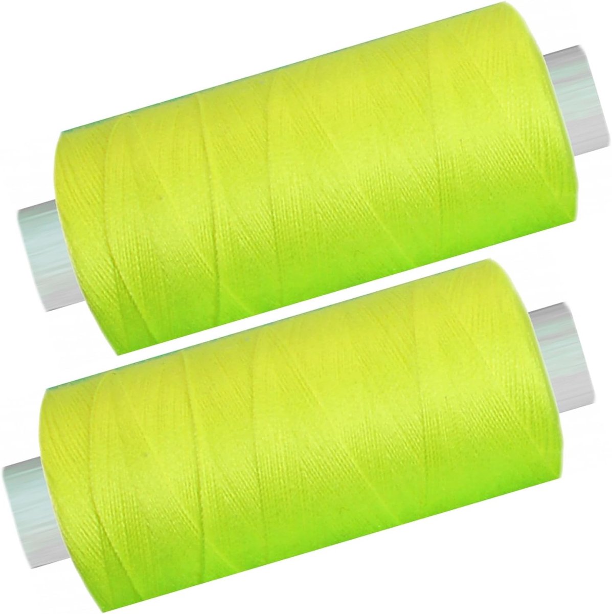 SnelShoppen - 1000 m naai draad voor naaimachine - polyester synyarn, 2 spoelen van 500 m, neon geel - kleurvast, scheurvast en duurzaam voor hand- en