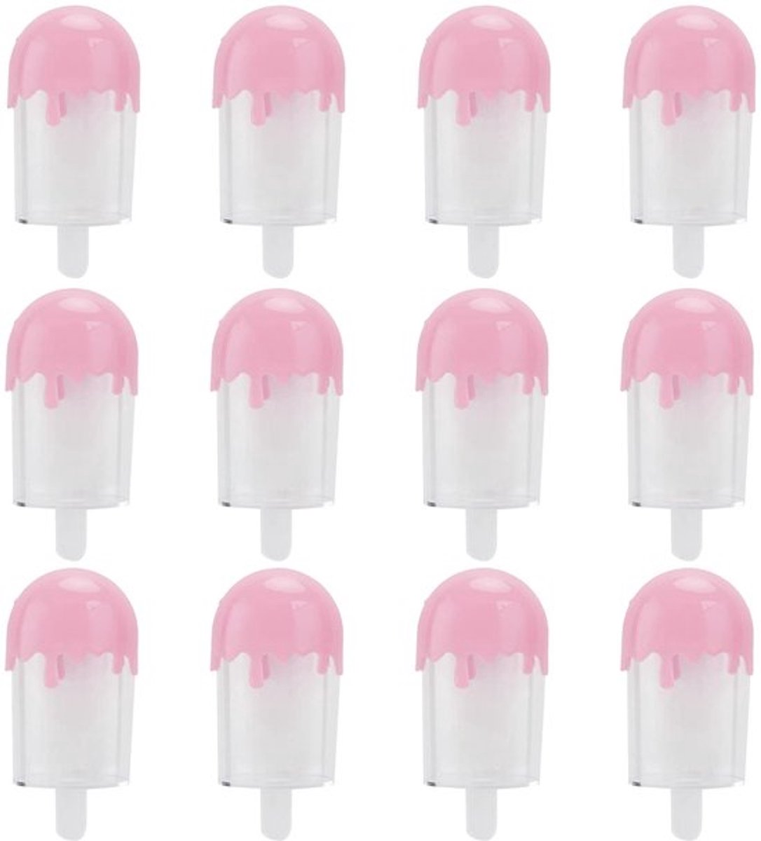 12 stuks plastic snoepdoos, 11x5cm ijsvorm snoepopslagcontainer, gepersonaliseerde veelkleurige snoeporganizer voor bruiloftsfeestbenodigdheden (roze)