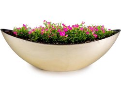 Grote Ovale Buitentuinier, Decoratieve Bloembak in Champagne Beige, 39 cm, Perfect voor Tuin, Balkon of Begraafplaats