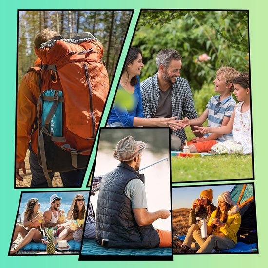 Ultralicht Opblaasbaar Matras Voor Eenpersoonsbed Met Kussen - Camping Outdoor Strand Wandelen - Draagbaar.getZelfopblazend Matras van Merkloos — afbeelding 4