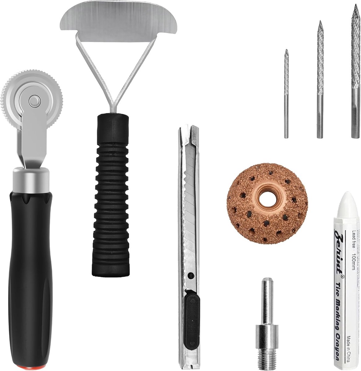 SnelShoppen - Bandenreparatieset met Stempelwielen, Boorpennen, Mes en Potloden, Bandenpatch Rol met Scheermes voor Fietsen, Auto's, Motoren, Kamperen