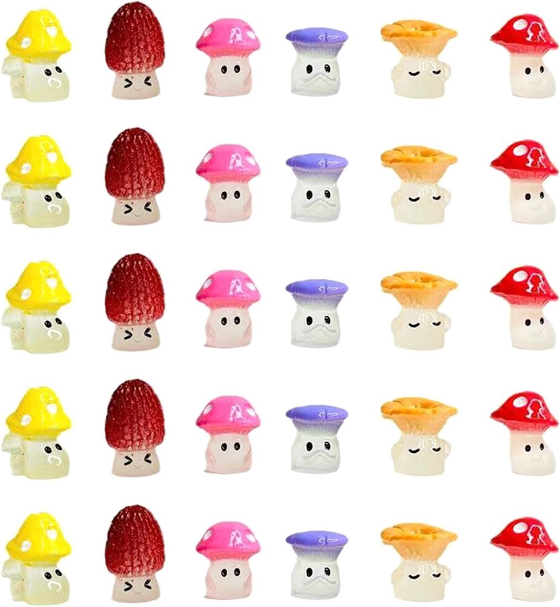 Hars Paddenstoelen - Miniatuur Decoratie - Tuin Decoratie - Fantasy Lichteffect - 24 Stuks - Mix