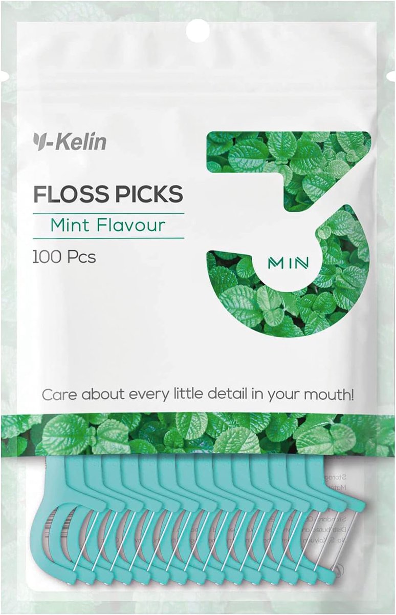 SnelShoppen - 100 Stuks Dental Floss en Tandenstokers - Floss Sticks voor Tandenreiniging - Mint - Voorkom Slechte Adem en Tandvleesontsteking - Ideaa