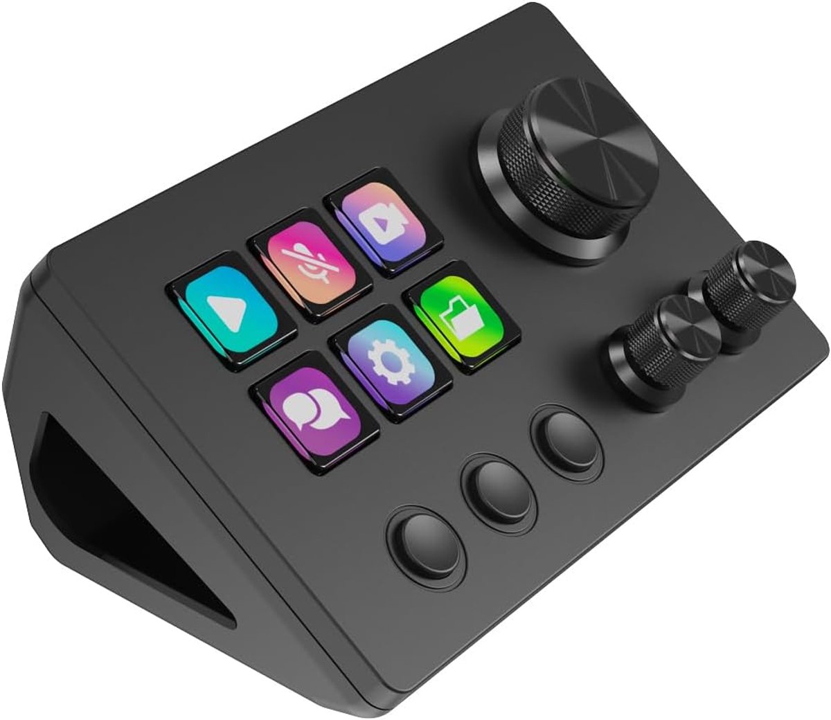 SnelShoppen - Stream Controller Deck met 6 LCD Macro Keys, 3 Knoppen & 3 Draai Knoppen, Programmeerbaar Toetsenbord voor Streaming, Gaming & Productiv