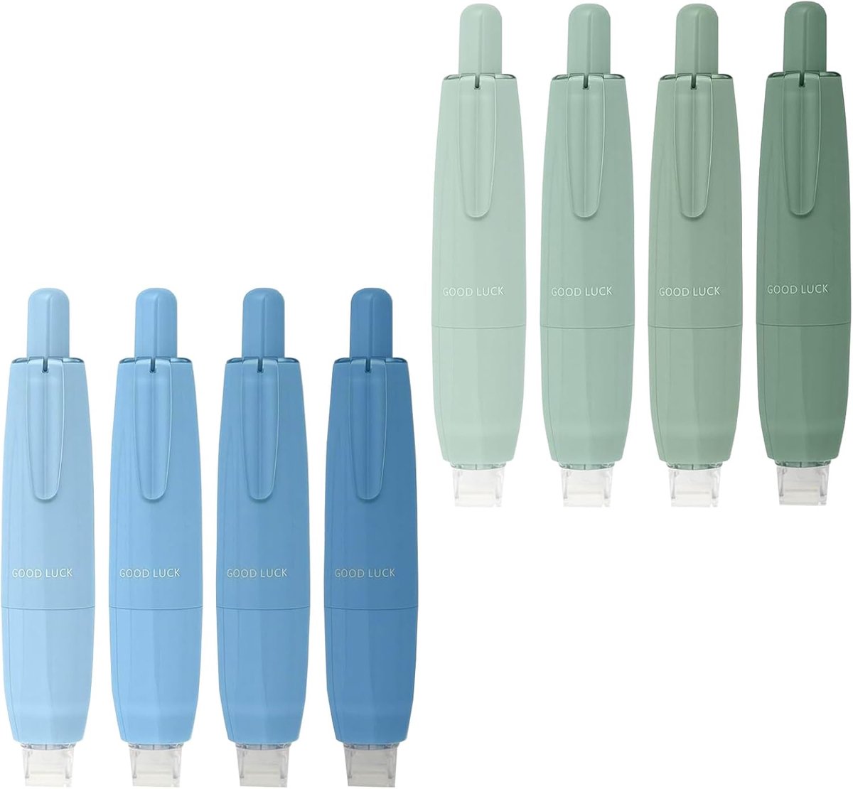 SnelShoppen - 8 Stuks Dubbelzijdig Plakband Rollerband Transparant Plakband Dispenser voor Scrapbooking Album, Groen-Blauw, Hoogwaardige Kunststof, An