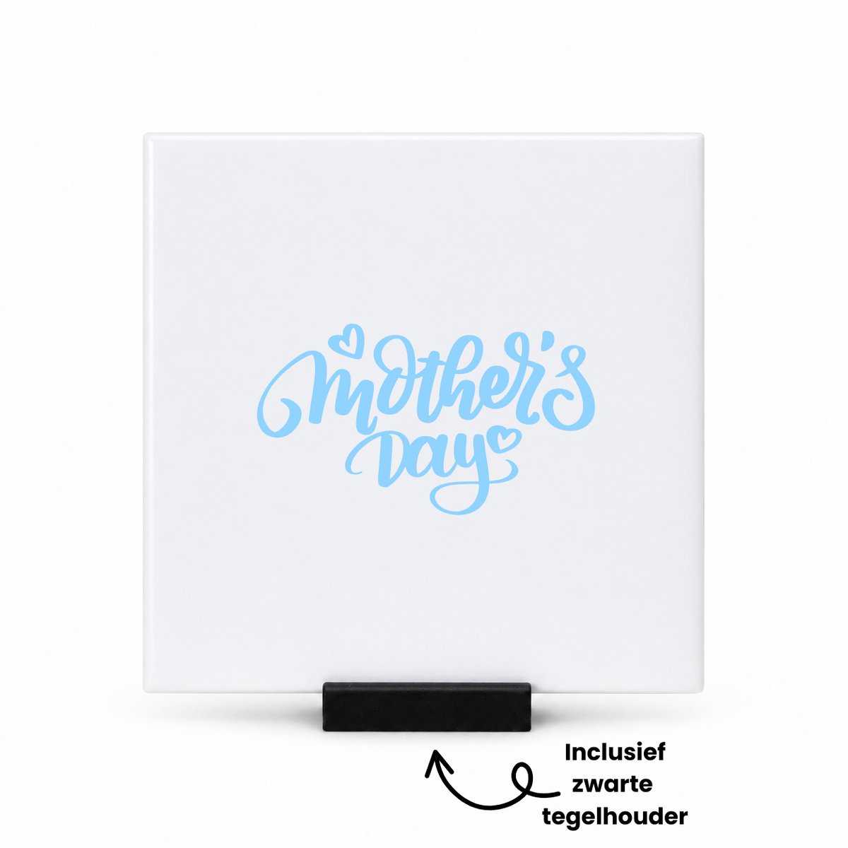 Hacebo Mothers day in blauw tegeltje met tegelhouder - Mama - Mother - tegeltjes met tekst - moederdag cadeautje - Cadeau voor mama - Verjaardag - Geschenk - Cadeau - Gift - spreuktegels - 10.8x10.8 CM Wit