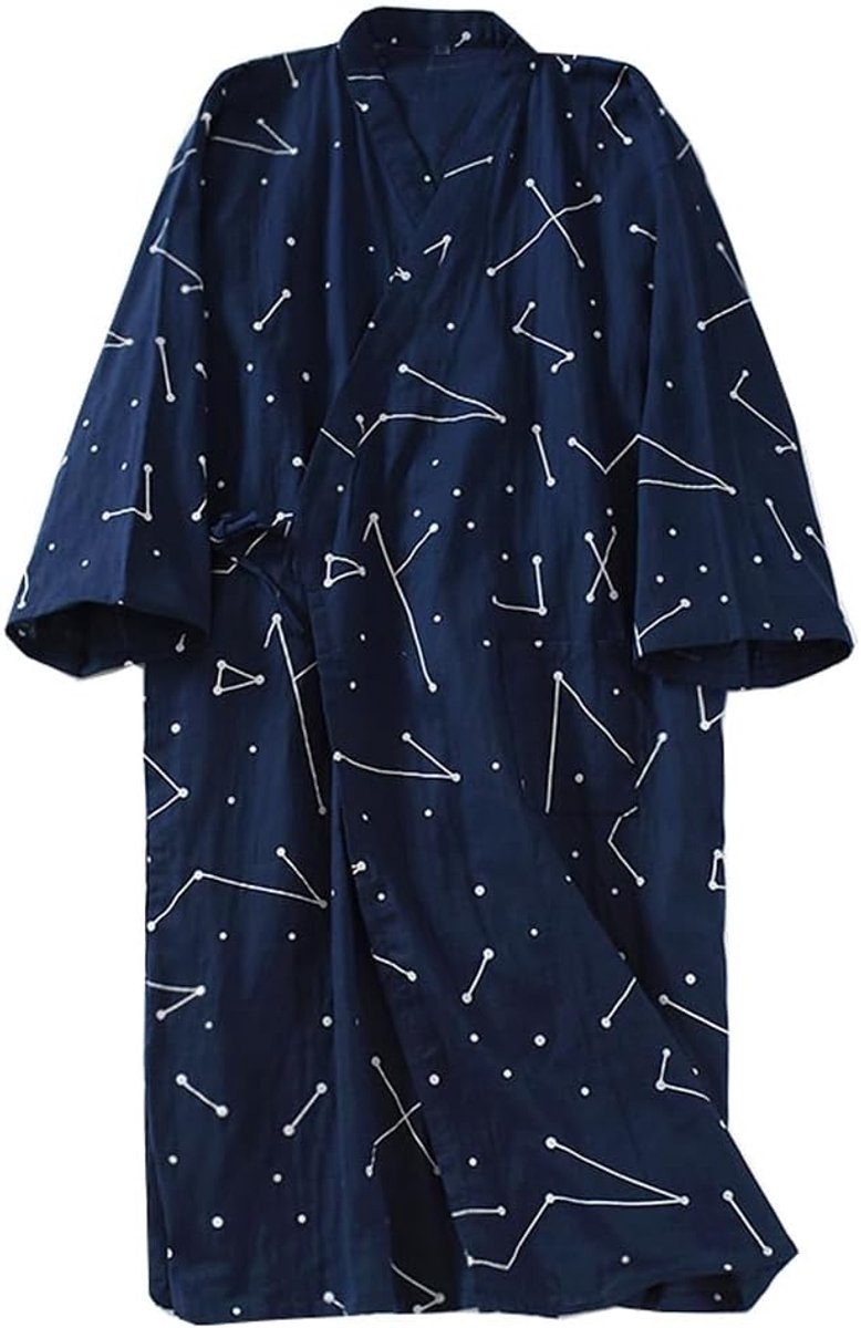 SnelShoppen - Heren Japans Stijl Badjas Kimono Katoenen Pyjama Yukata Comfortabele Badjas voor Thuis, Relaxen, Geschikt voor Elke Gelegenheid