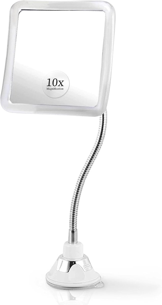 SnelShoppen - 10x Vergrotende Makeup Spiegel met Flexibele Gooseneck en Zuignap - 2-in-1 Tafel en Wand Spiegel voor Makeup en Badkamer - Vierkant 16.2