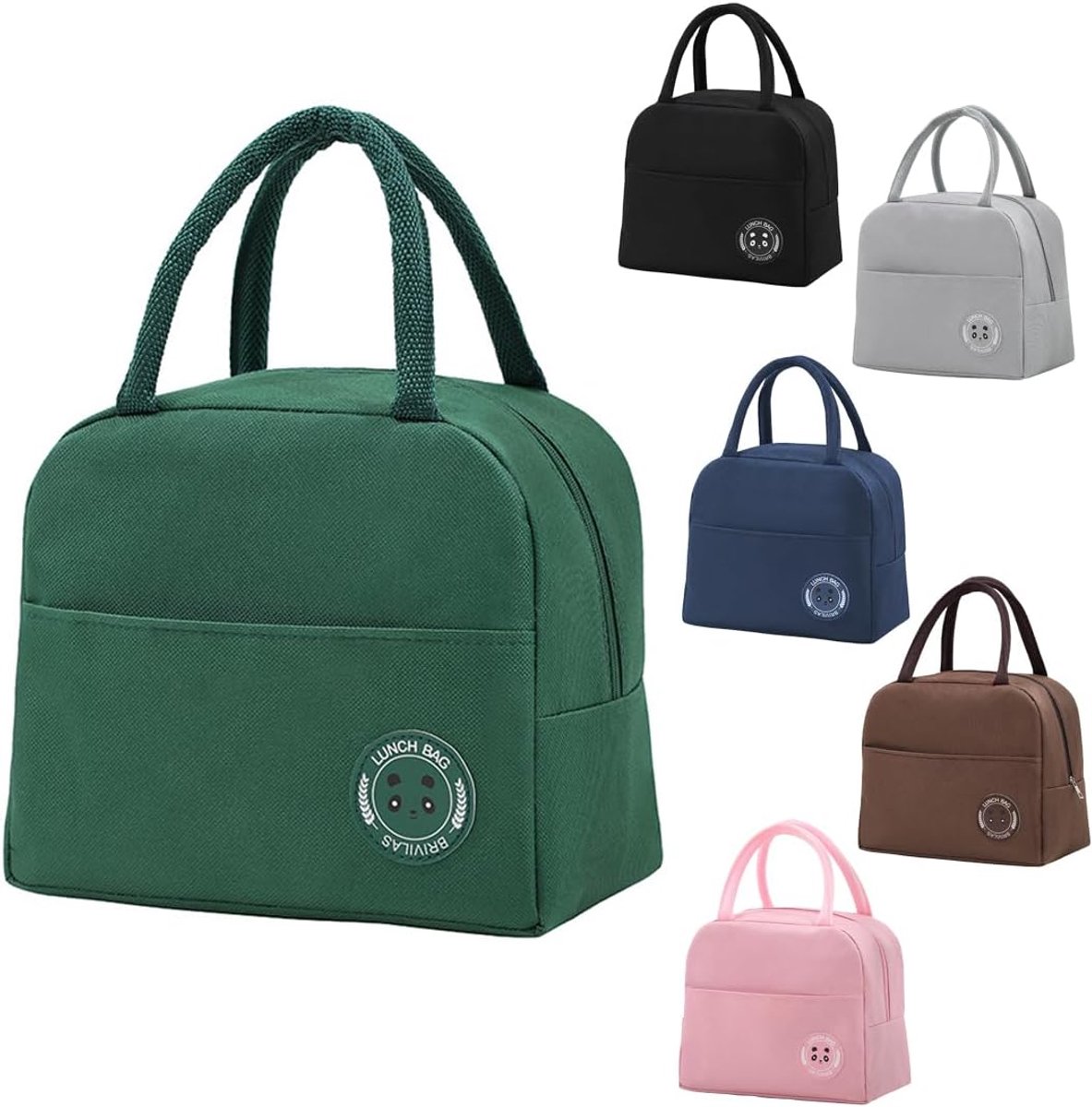 SnelShoppen - Food Thermos Bag 6L - Isothermische Koeltas voor Werk, Lunchbox, Grote Capaciteit, Waterdicht, Groen, Ideaal voor Kantoor, Reizen, Pickn