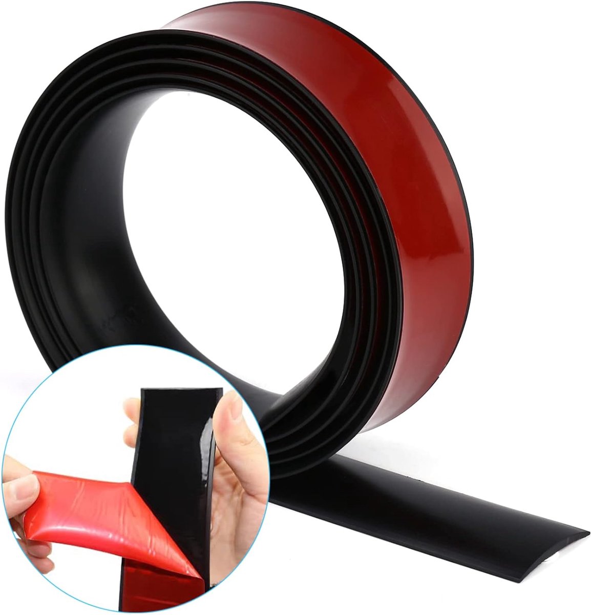 SnelShoppen - Draught Stopper Seal Transition Profile Waterproof Zelfklevende Vinyl Beschermstrip 5 cm Breed, 1 m Lang, Zwart voor Vloerbedekking