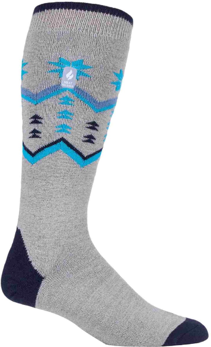 Heat Holders Dames lichtgewicht thermo skisokken Grijze Fairisle