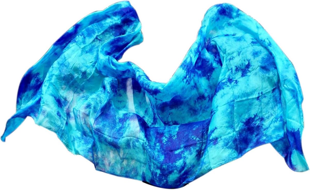 Zijden Sjaal - Dansdoek - Buikdans Optreden - Handgerolde randen - 274 cm - Tie-dye