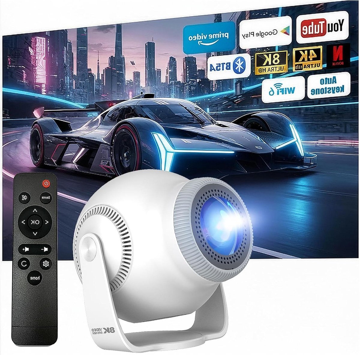 Mini Projector - Beamer - Film Kijken - Met Android 14 - 15 x 14 x 15 cm - Zwart