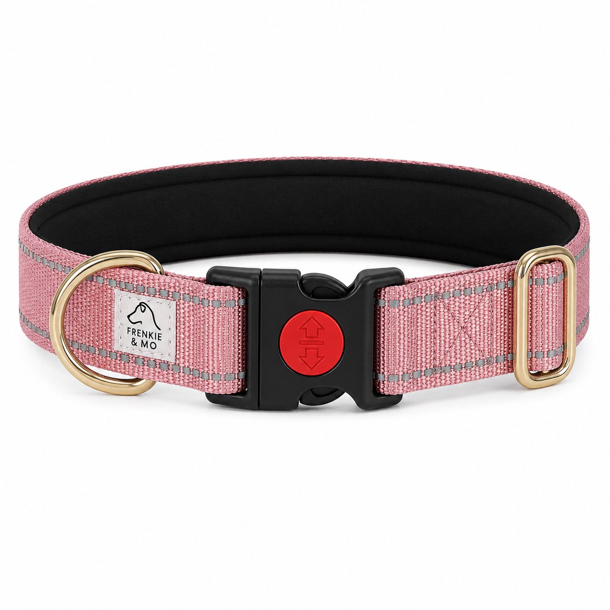 Honden Halsband - Reflecterende Stiksels - Nylon Halsband Hond - Hondenhalsband - Maat S - Lichtroze