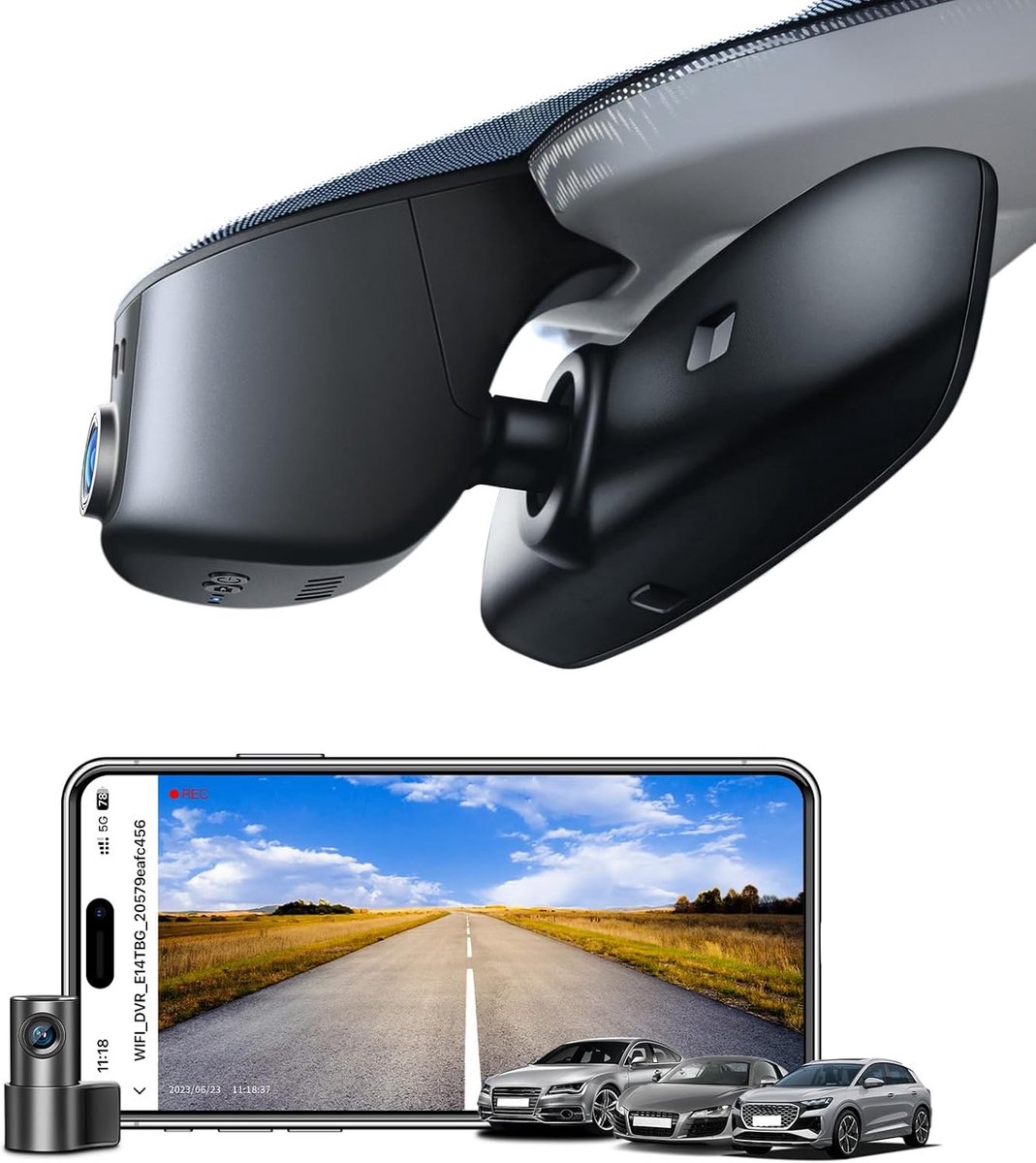 SnelShoppen - 4K+1080P Dashcam Voor en Achter met OEM-Look voor Audi A4 A6 A3 A5 Q5 S3 S4 S6 Q7 A8 S8 TT A7 S5 Q3 S7 RS3 RS5 RS6 e-tron - Inclusief 12