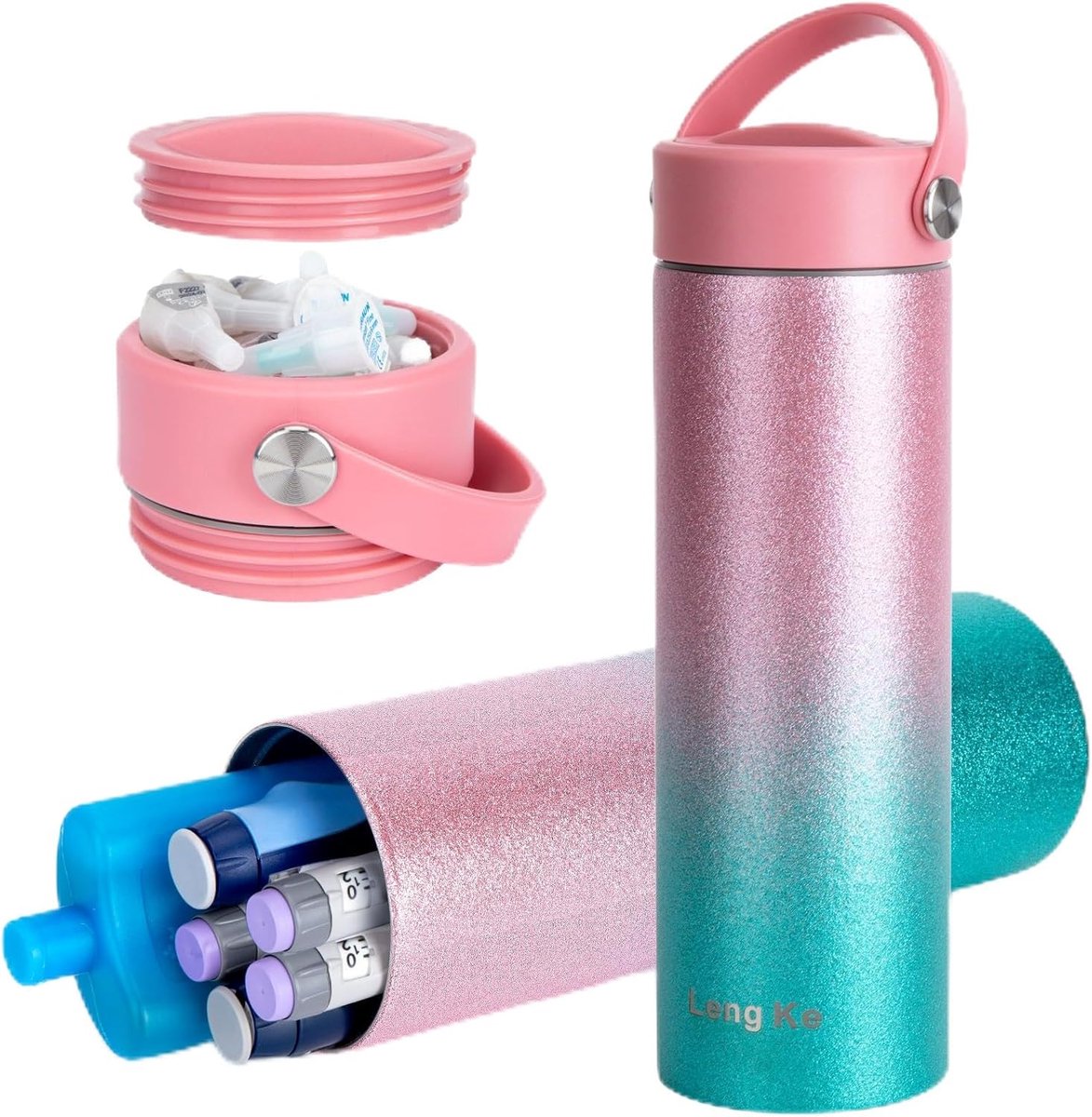 Thijox - Insuline Koeltas Reis Case - TSA Goedgekeurd Diabetes Koeler - Draagbare Insuline Pen Case - Glitter Roze - Voor Diabetische Benodigdheden