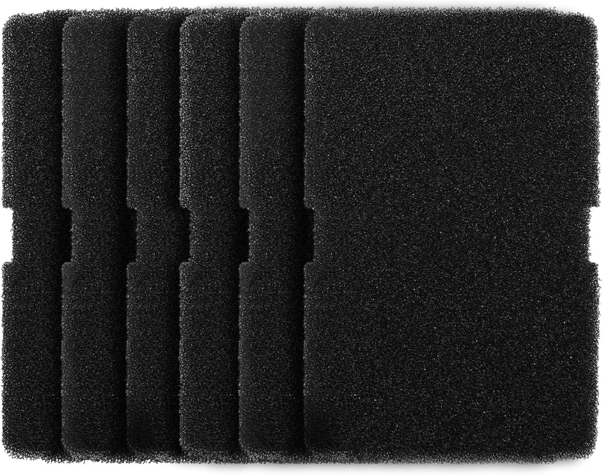 SnelShoppen - 6 Stuks Wasdroger Sponsfilter 240x155x10mm Vervangende Accessoires voor Warmtepomp Droger, Polyurethaan, Zwart, Ideaal voor Beko, Grundi