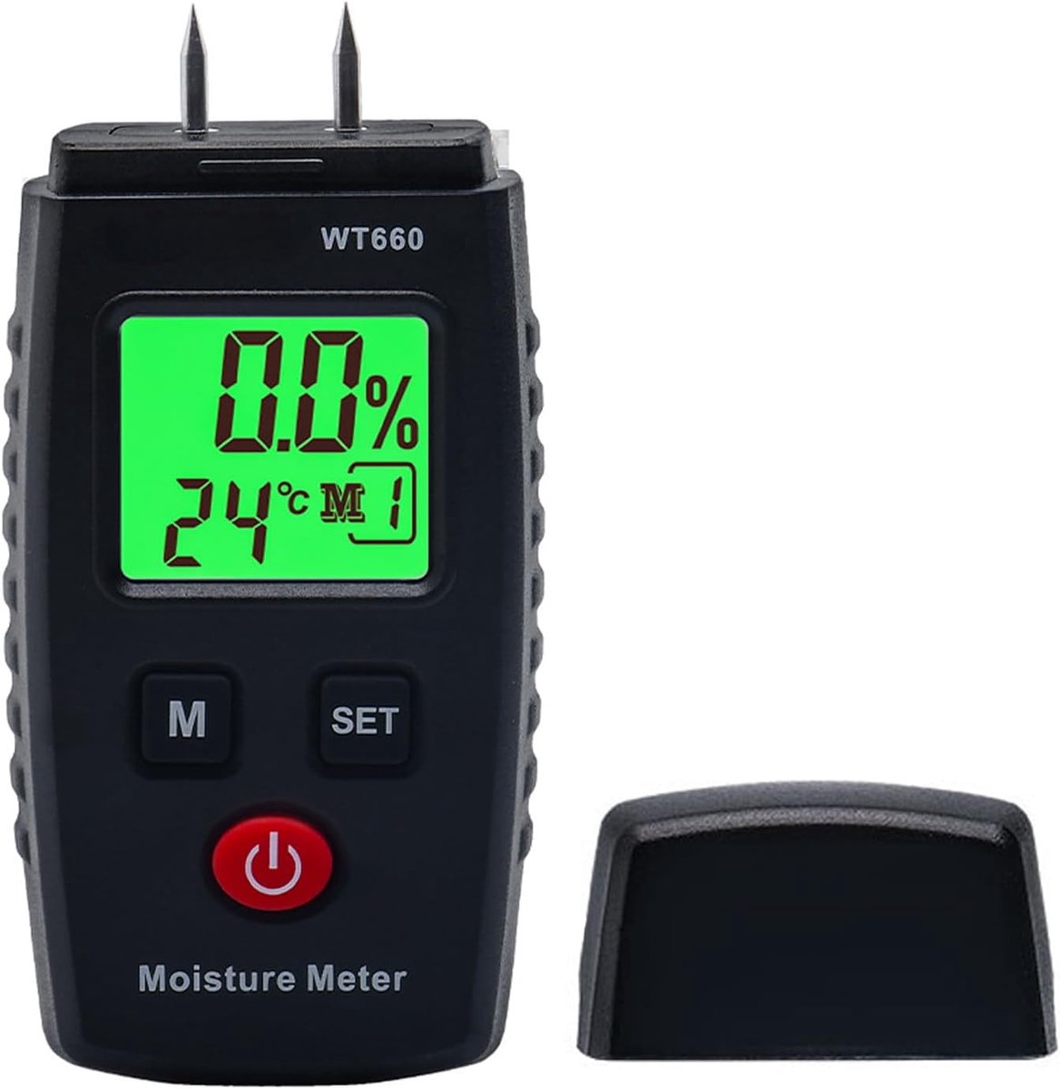 Thijox - Vochtmeter Houtvochtmeter Pintype met 7 Modi, LCD-Display met Achtergrondverlichting, Bouwmateriaal- en Houtschimmeldetector voor Professione