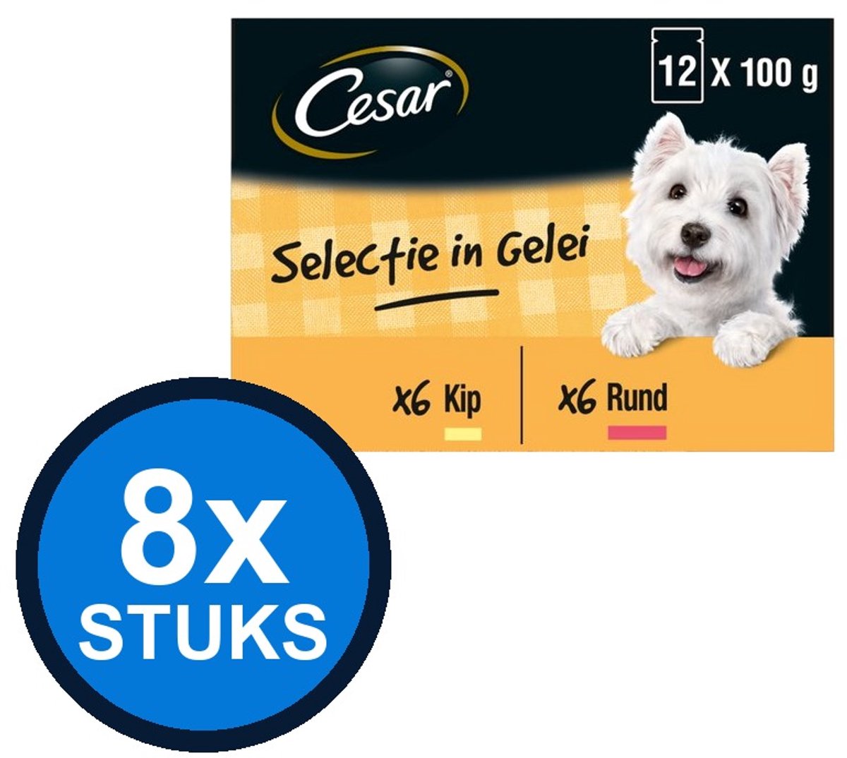 Cesar Cesar - pouch adult gelei mp 12x100gr - Hondenvoer Natvoer - 1.2 kg