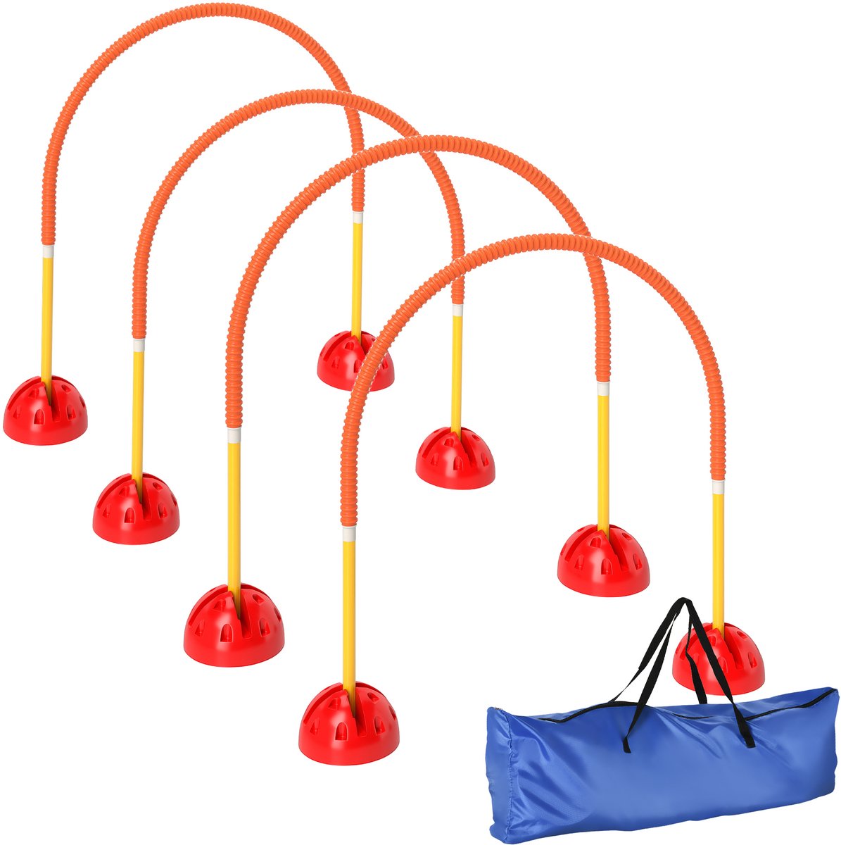 Behendigheidsset voor honden - 4 - delige behendigheidsset met 4 deuren in verstelbare breedte - draagtas 100 x 19 - 5 x 95 cm - oranje