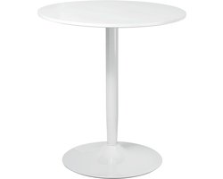 Ronde Eettafel 70x70x75 cm Wit, Keukentafel Voor 2 Personen, Kleine Eettafel, Ronde Tafel, Bistrotafel, Tafel Voor Keuken, Eetkamer, Woonkamer Of Homeoffice, Modern, Compact, Ruimtebesparend, Stevig
