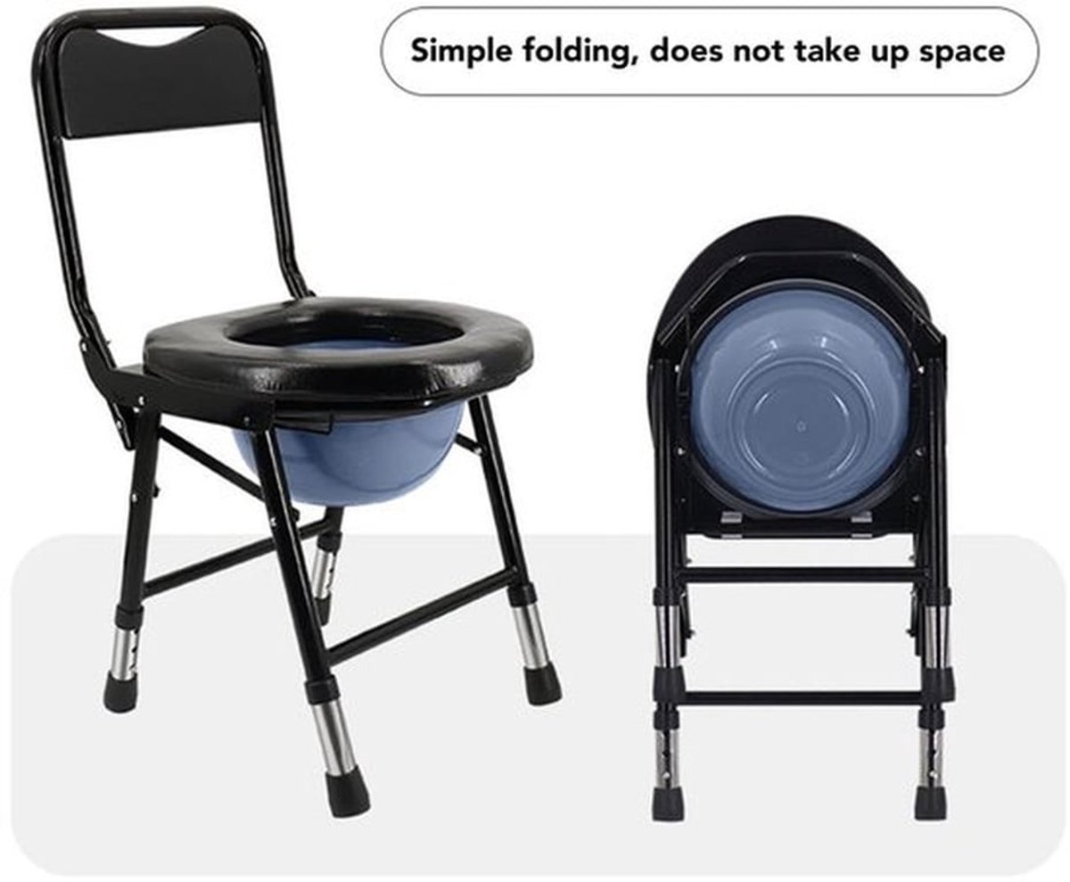 Toilet met Gevoerde Zitting - Opvouwbaar - Draagbaar - Antislip - Verhoogde Toiletbril - Robuust Roestvrij Stalen Frame - Toiletstoel