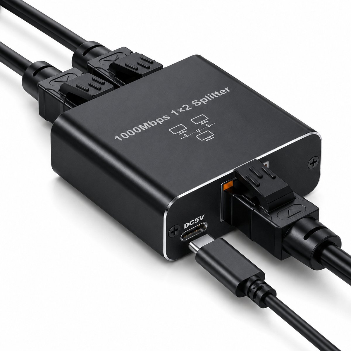 Gigabit Ethernet Splitter 1 naar 2 - 2x RJ45 - USB-C - 1000 Mbps