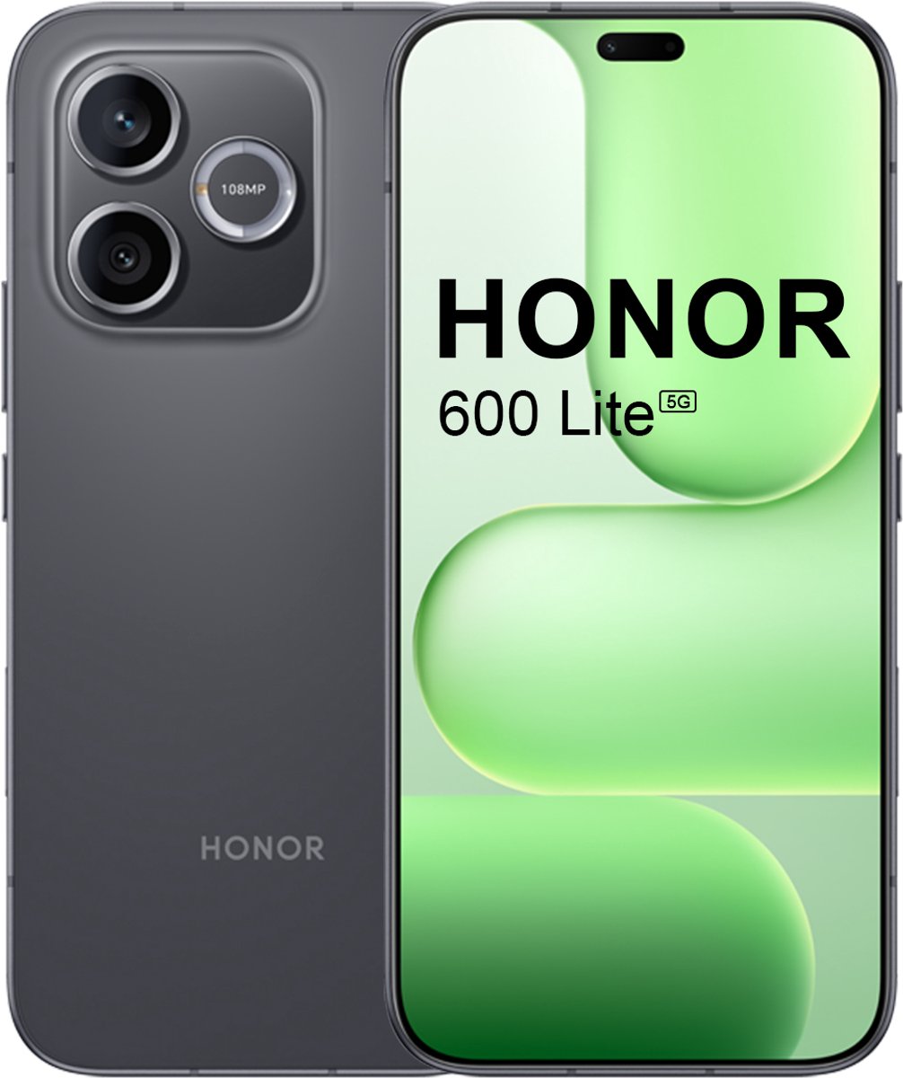 HONOR 600 Lite 8GB+256GB 5G Smartphone – 6.6" AMOLED 120Hz – 108MP Camera – 6520mAh Batterij – Zwart Mobiel