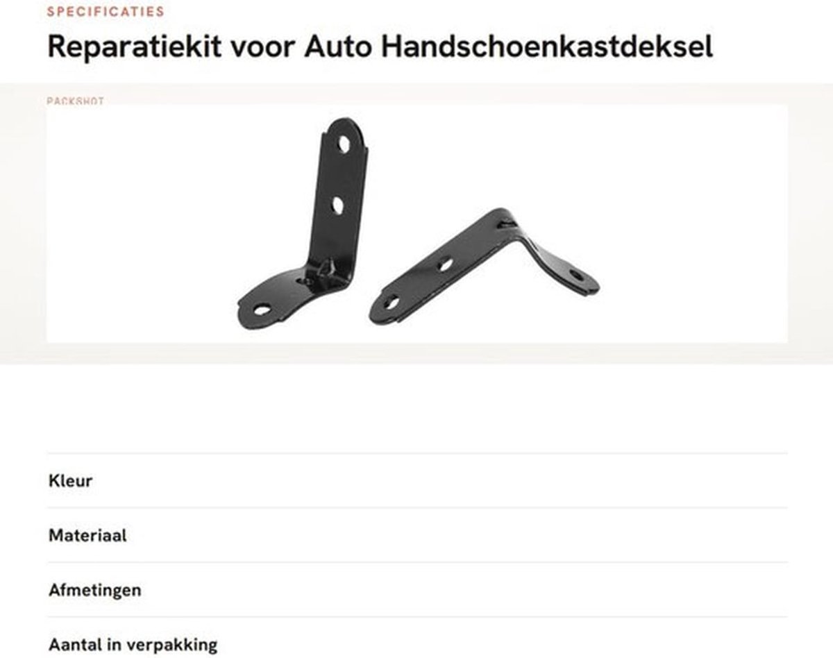 Reparatiekit voor Auto Handschoenkastdeksel