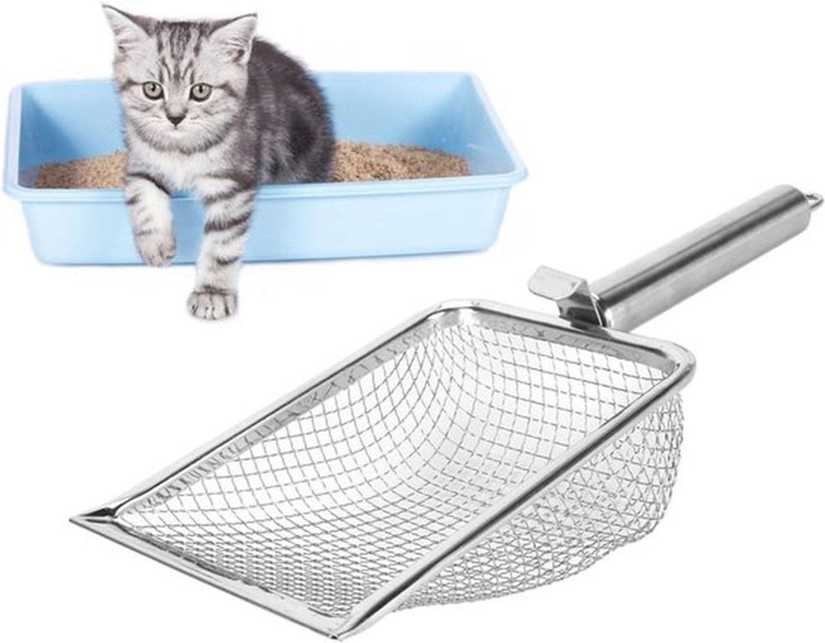 Duurzame Kattenpoepschep - Metalen Kattenbakschep - Snel Zeven - Kattenbakvulling - Diepe Schop - Kattenbakschep - Metalen Krot - Geschikt voor Alle Soorten Kattenbakvulling.