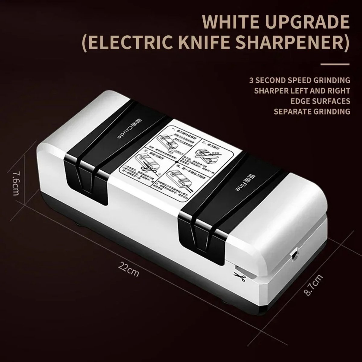 6Seven - Messenslijper - Messenslijper elektrisch - Knife sharpener - Doortrekslijper - Draagbaar - USB Oplaadbaar - 2 standen