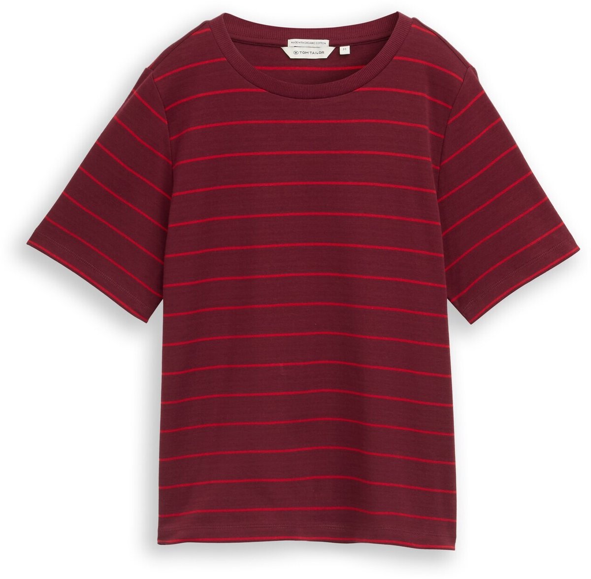 Tom Tailor - T-shirt van katoen - Maat XXL - plum red irregular stripe
