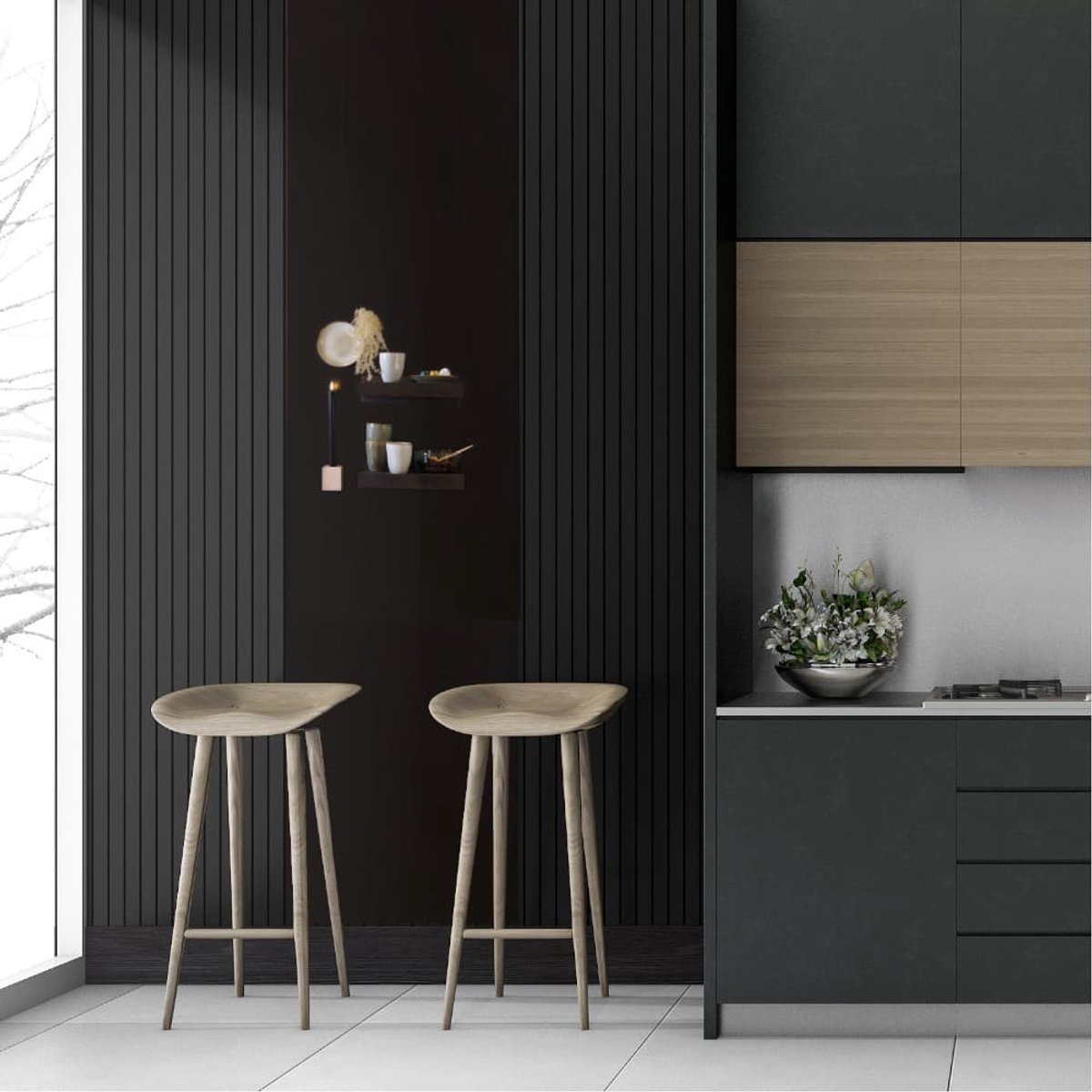 Krijtbehang Magnetisch - Luxe Oud Zwart - 50x250cm - Kamer26
