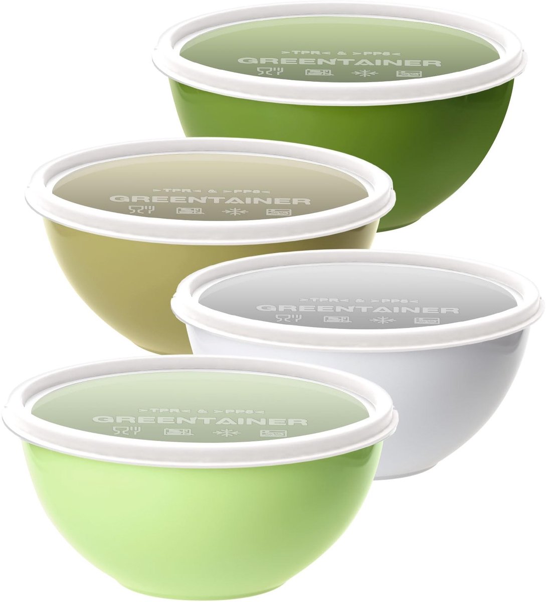 Solidchoice - Set van 4 Plastic Mengkommen met Deksel