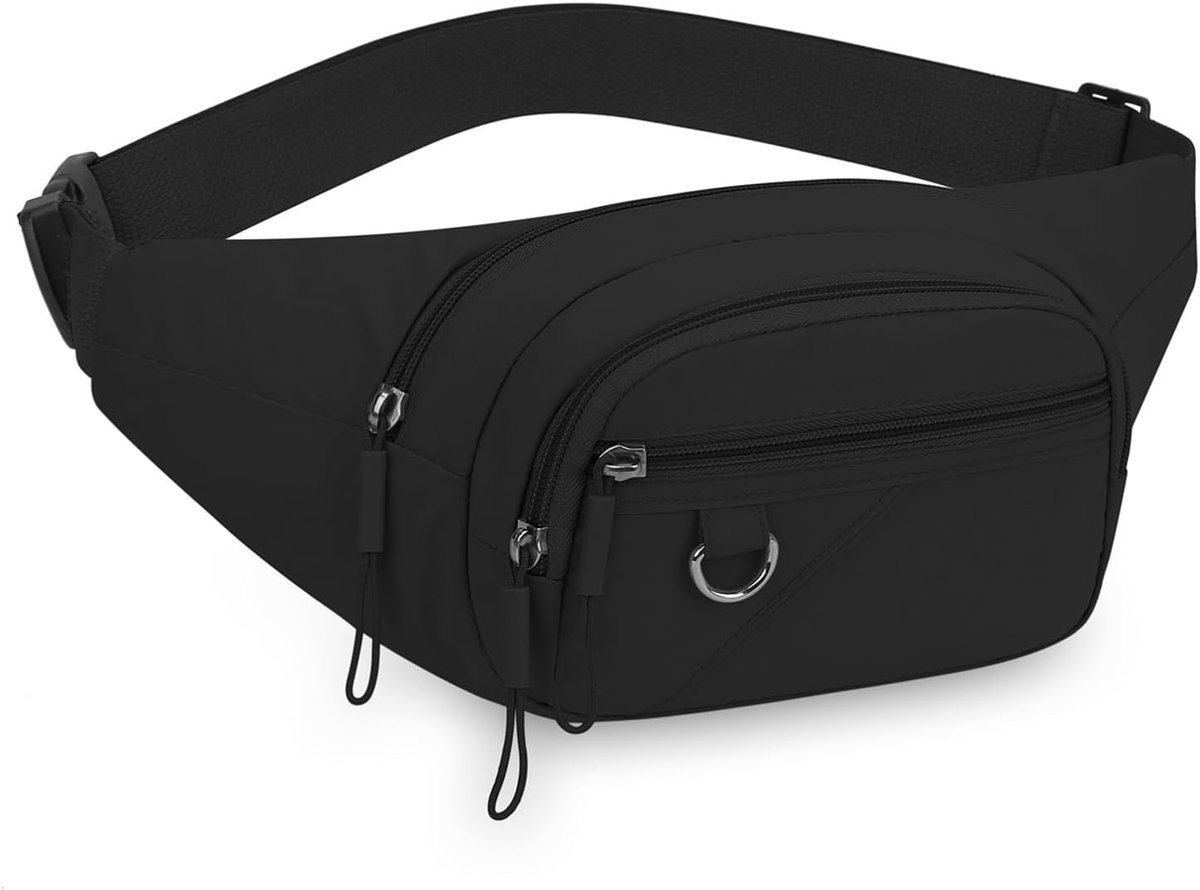Nylon Heuptas Dames - Zwarte Fanny Pack met Verstelbare Band - Crossbody Tas voor Sport, Reizen, Hardlopen, Wandelen en Fietsen