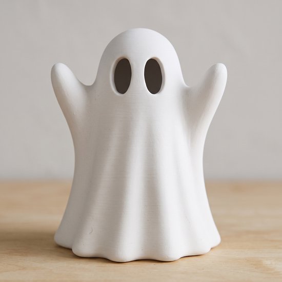 Halloween Spookjes Waxinelichthouders – Set van 3 met LED Theelichtjes – Schattige Herfst & Halloween Decoratie | Wit | 10.5 cm