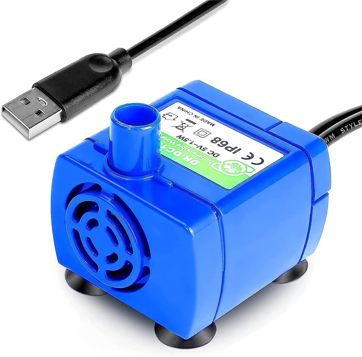 Waterfontein voor kat - Zwart - 1,8 m USB-kabel - Vervangende stille waterpomp - Voor 2,1 l keramische kattenfontein