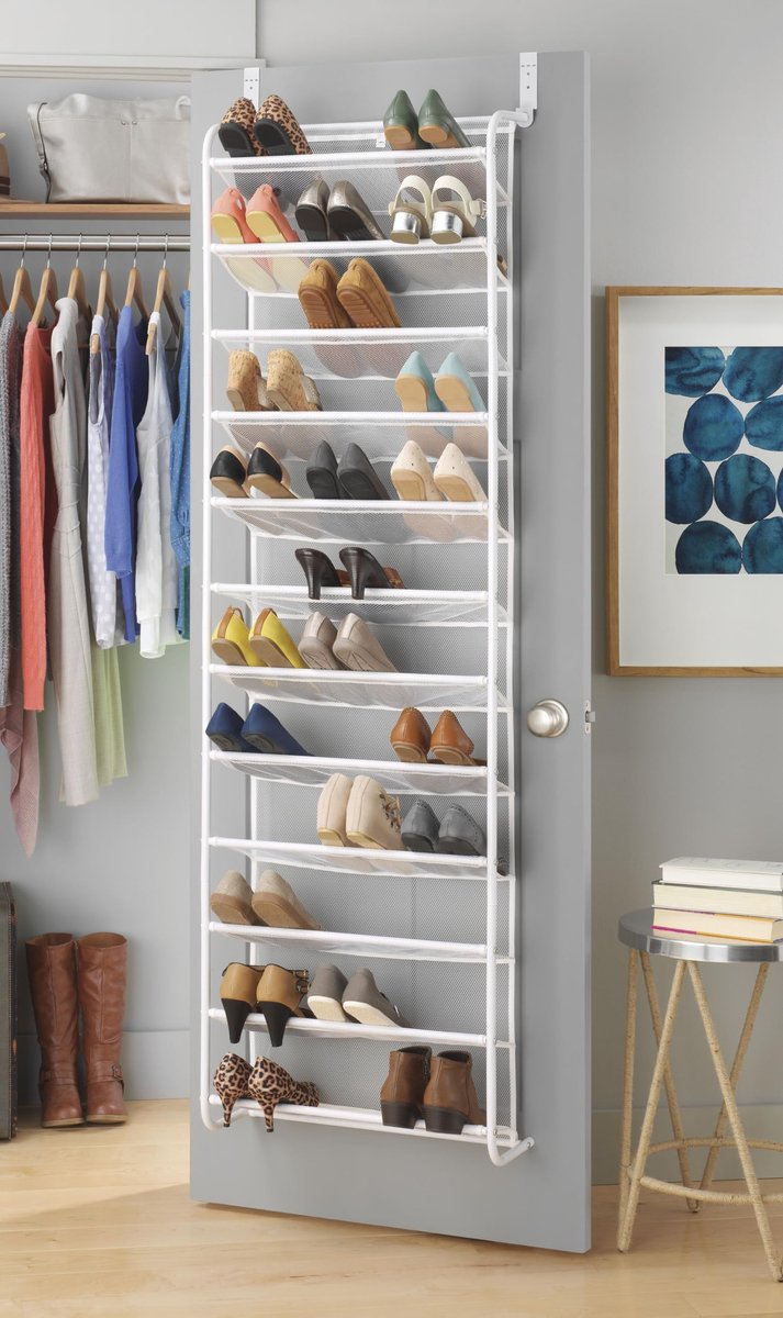 Famanu – Over de deur schoen organizer, wit, voor 36 paar schoenen, ideaal voor het besparen van ruimte