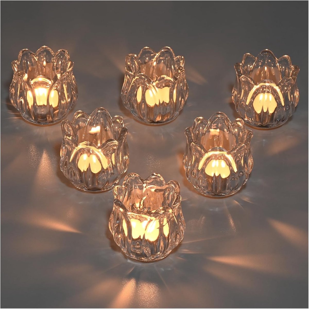 Windlicht van glas - Transparant - Set van 6 - Tulpvormige Waxinelichthouders - Voor Tafeldecoratie en Feestelijke Gelegenheden